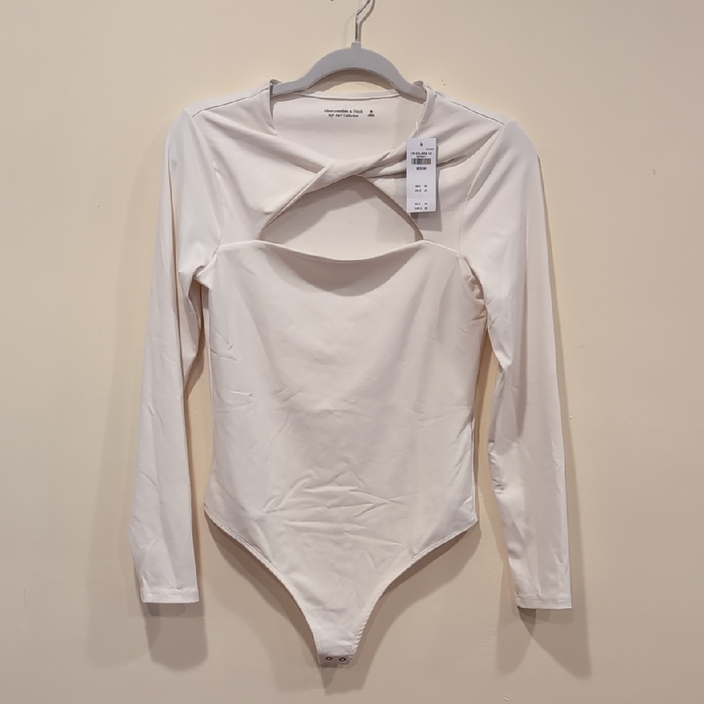 Abercrombie & Fitch Cream Long Sleeve Bodysuit
